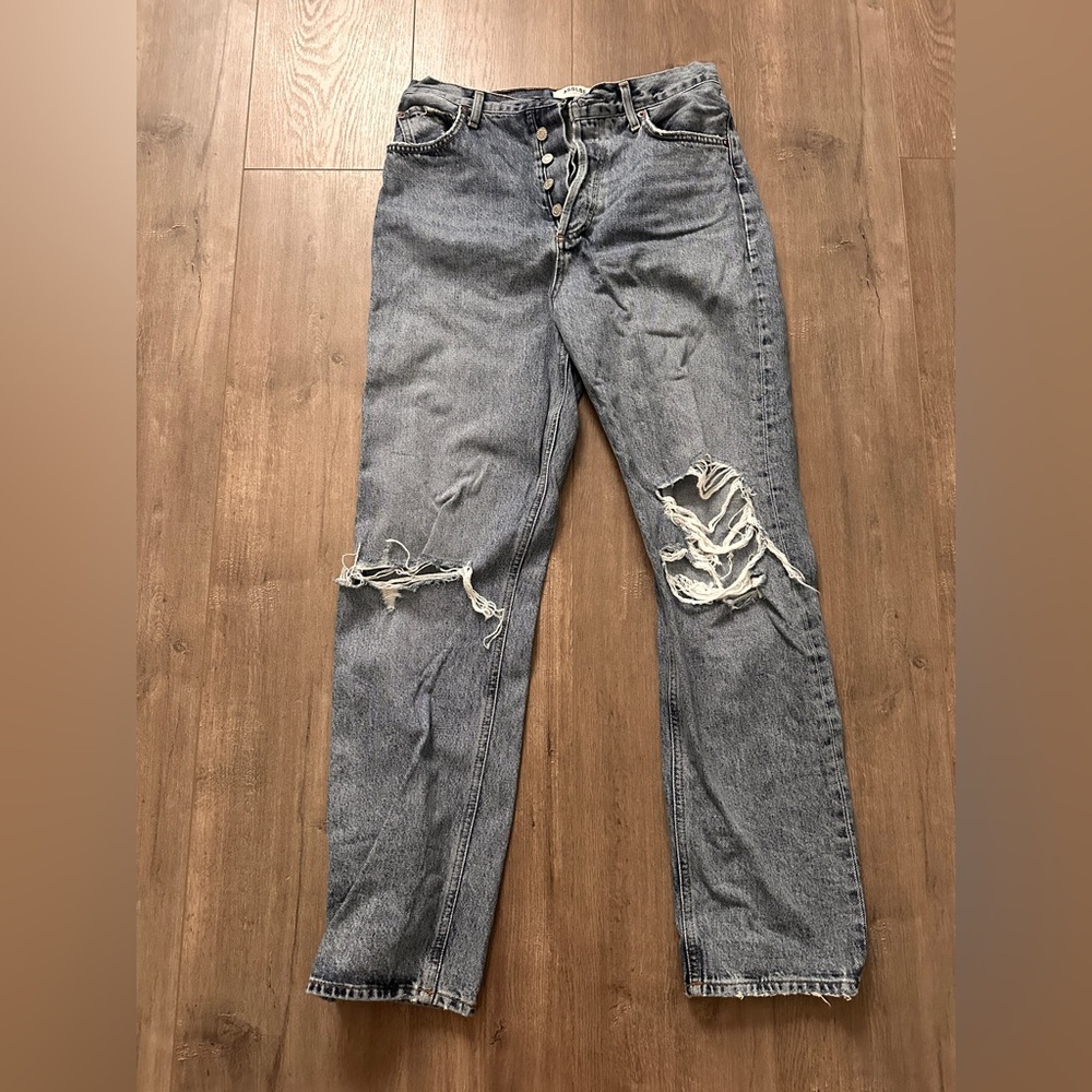 Classic Distressed Women’s Gray Denim Jeans